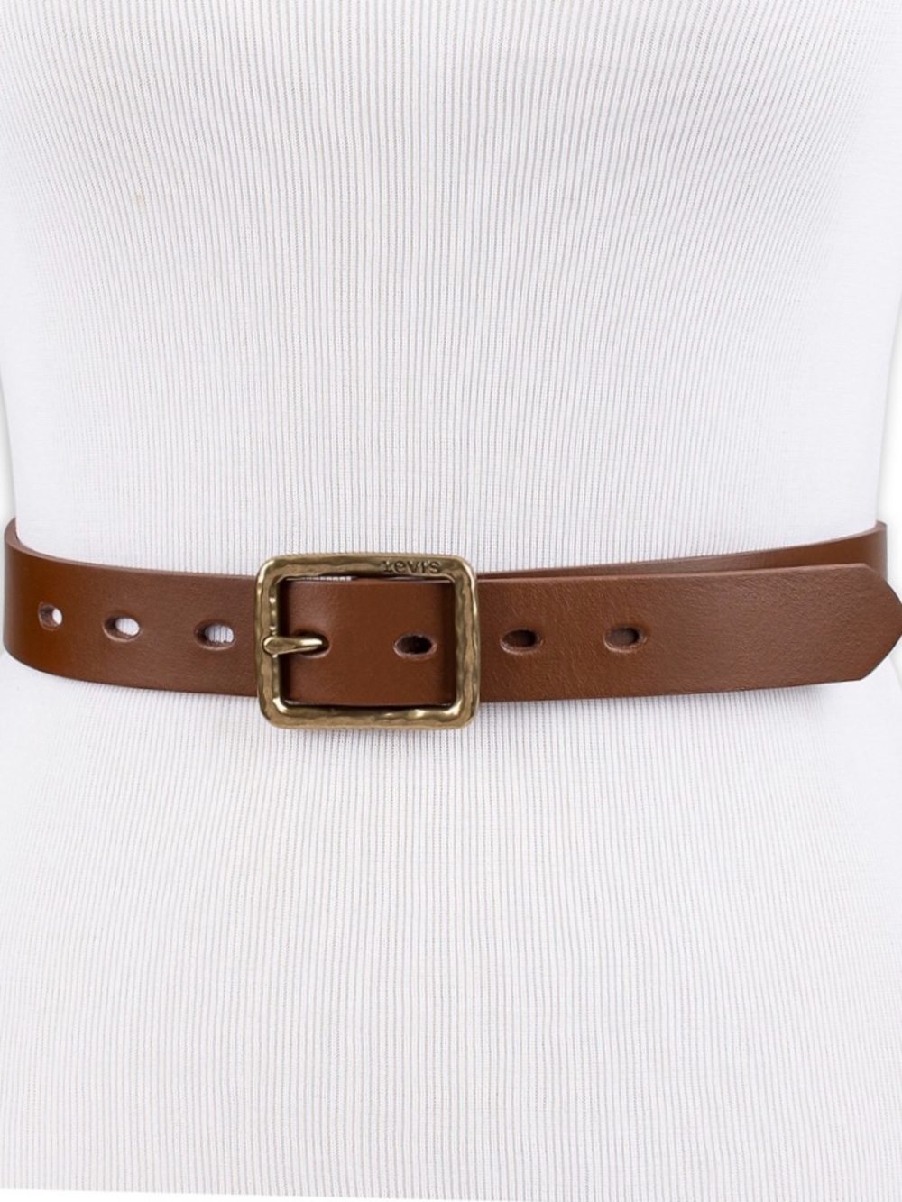 LEVI’S NWT Genuine Leather Square Centerbar Buckle Belt in Brown • Casual